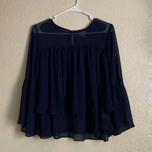 Navy blue sheer blouse